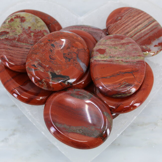 Brecciated Red Jasper Worry (Thumb Fidget Relaxation Pocket) Stones - Large Oval
