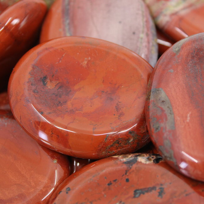 Brecciated Red Jasper Worry (Thumb Fidget Relaxation Pocket) Stones - Large Oval