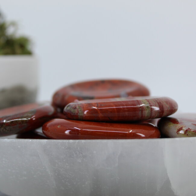 Brecciated Red Jasper Worry (Thumb Fidget Relaxation Pocket) Stones - Large Oval
