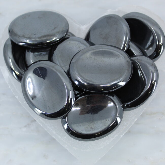 Hematite Worry (Thumb Fidget Relaxation Pocket) Stones - Large Oval
