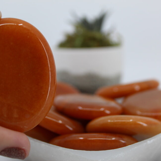 Red Aventurine Worry (Thumb Fidget Relaxation Pocket) Stones - Large Oval
