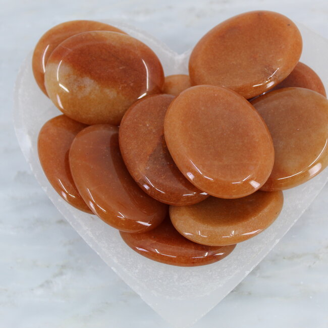 Red Aventurine Worry (Thumb Fidget Relaxation Pocket) Stones - Large Oval