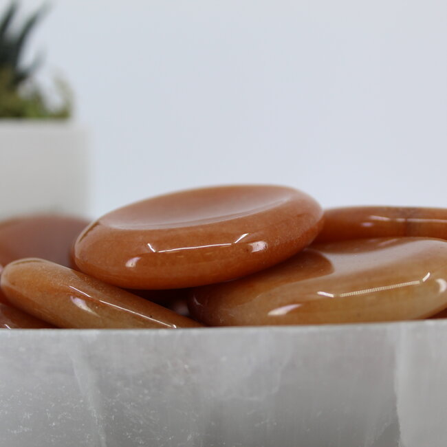 Red Aventurine Worry (Thumb Fidget Relaxation Pocket) Stones - Large Oval