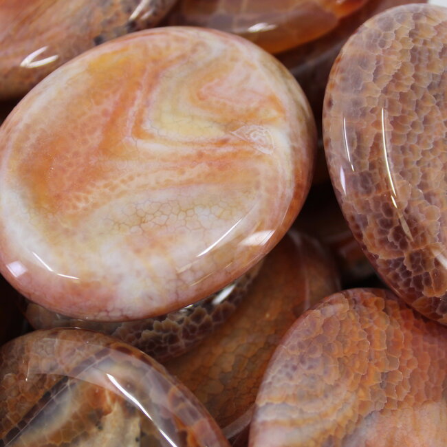 Fire Agate Worry Stones - Large Oval