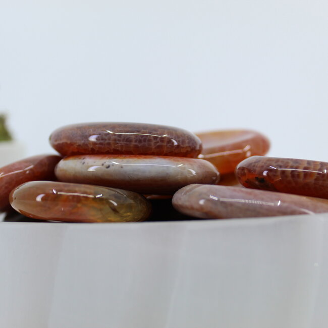Fire Agate Worry (Thumb Fidget Relaxation Pocket) Stones - Large Oval