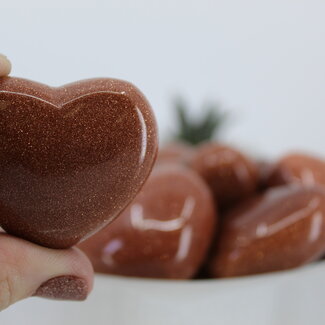 Red Gold Sandstone (Goldstone) Sand Stone Puffy Hearts