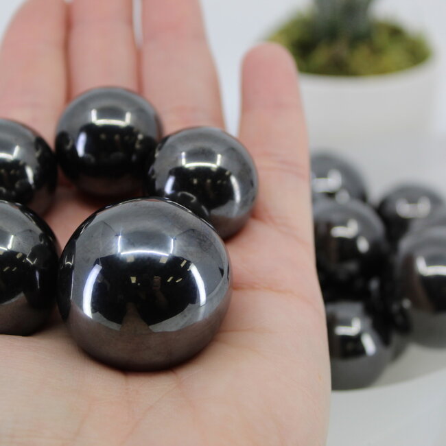 Magnetic Hematite Sphere Orb (Set of 2) 25 - 30mm