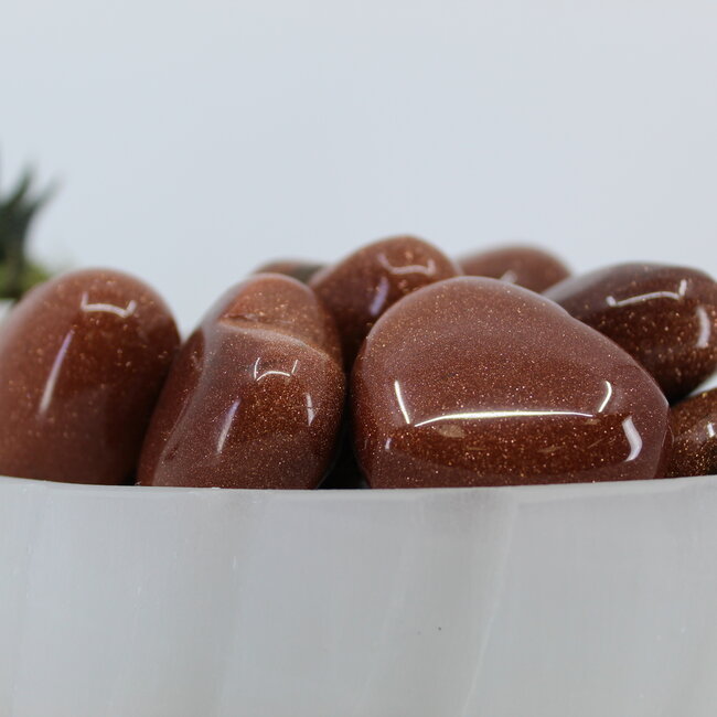 Red Gold Sandstone (Goldstone) Sand Stone Puffy Hearts