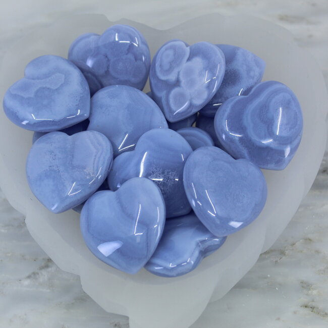 Blue Lace Agate Hearts - Large (1.5")