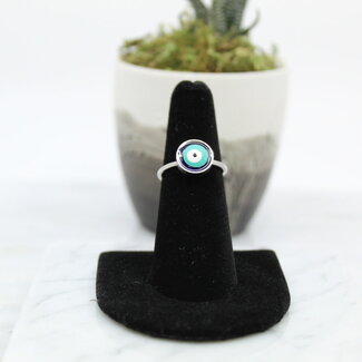 Evil Eye Rings - Blue Eye Adjustable Silver Plated