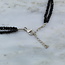 Black Spinel Beaded Necklace - 16-18" Double Strand Adjustable - Faceted Sterling Silver Toggle Clasp