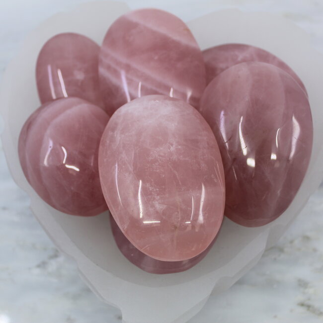 Rose Quartz Palm Pillow Pocket Stone - Large Gallet