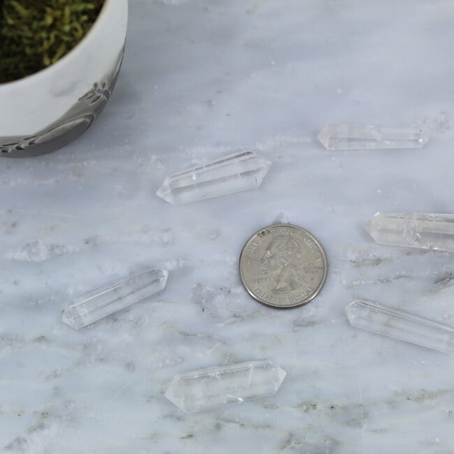 Clear (Crystal) Quartz Double Terminated DT Points - Mini Grid Faceted