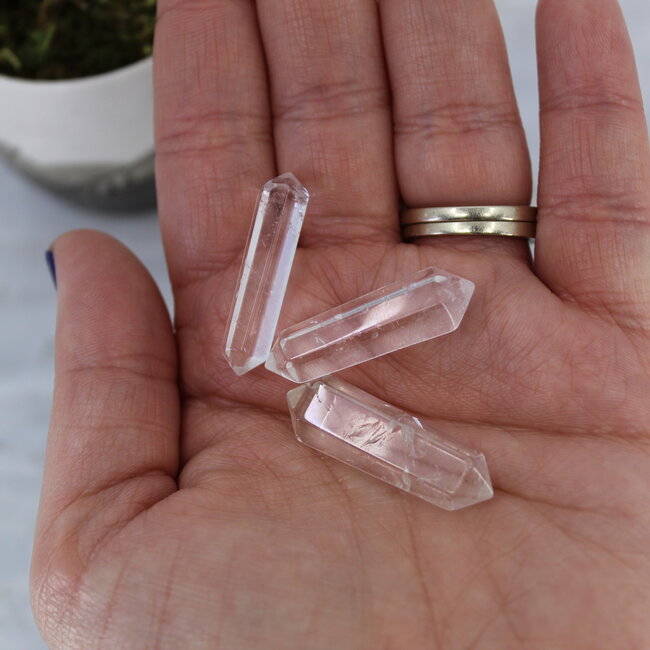 Clear (Crystal) Quartz Double Terminated DT Points - Mini Grid Faceted