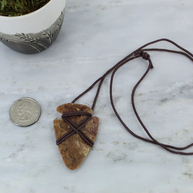 Arrowhead Necklace-Wrapped Wax Cord