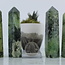 Green Prehnite (Epidote Inclusion) Tower Point Generator- Medium (2-4") Tourmalinated Rutile