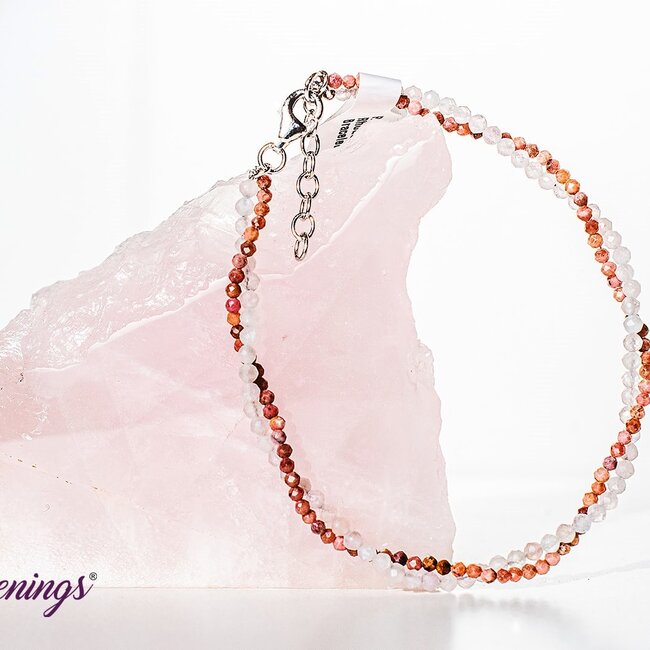 Rose Quartz & Rhodonite Twist Bracelet-Seed Bead