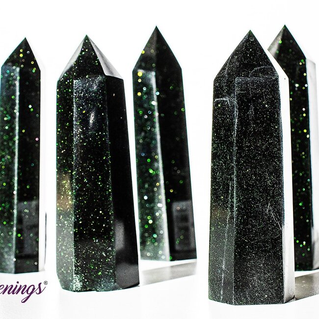 Green Sandstone (Goldstone Gold Stone) Sand Stone Tower Point Generator - Medium (3-4")