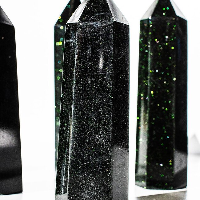 Green Sandstone (Goldstone Gold Stone) Sand Stone Tower Point Generator - Medium (3-4")