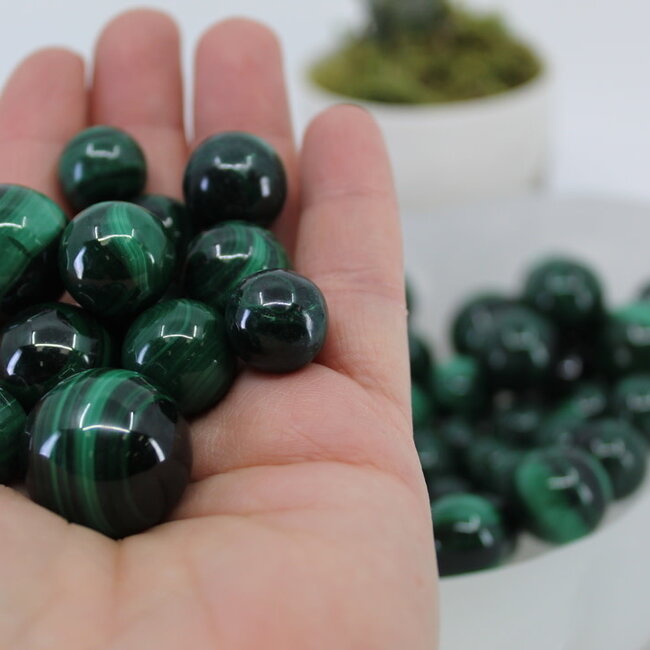 Malachite Spheres Orbs - (15-20mm) Mini