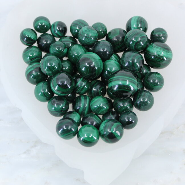 Malachite Spheres Orbs - (15-20mm) Mini