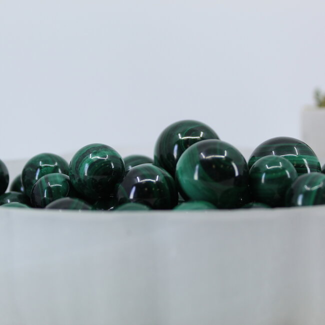 Malachite Spheres Orbs - (15-20mm) Mini