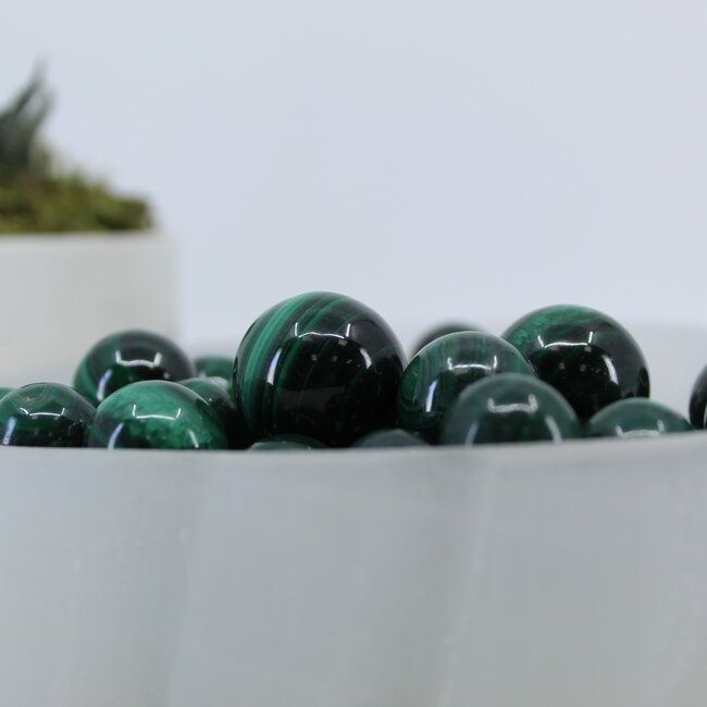 Malachite Spheres Orbs - (15-20mm) Mini
