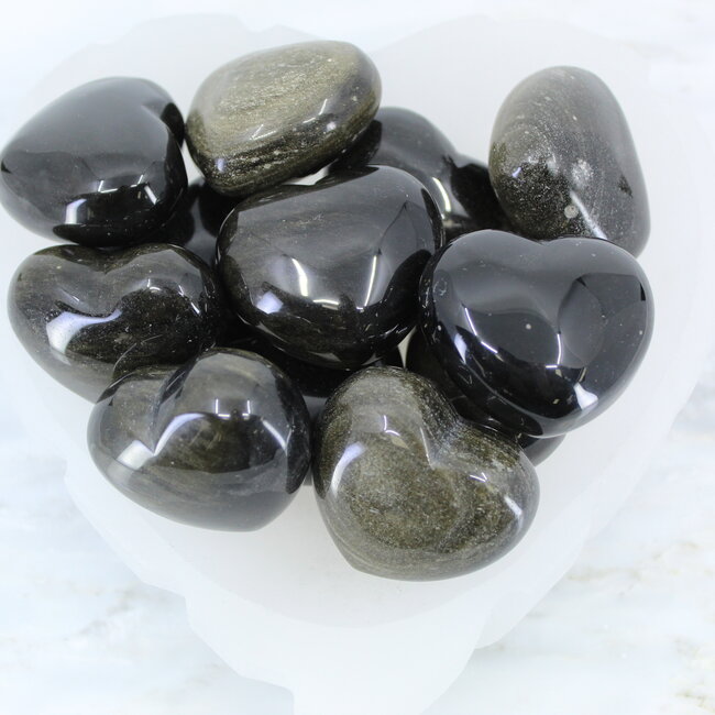 Goldsheen (Gold Sheen Golden) Obsidian Puffy Heart - Medium