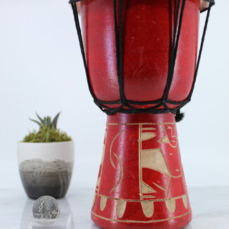 Mini Carved Drum -Red Mahogany