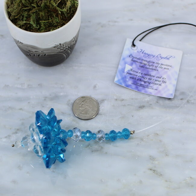 Lotus Blue Chakra - Hanging Crystal Suncatcher Mirror