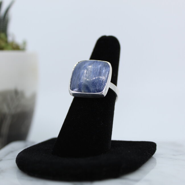 Blue Kyanite Ring-Adjustable Square-Sterling Silver
