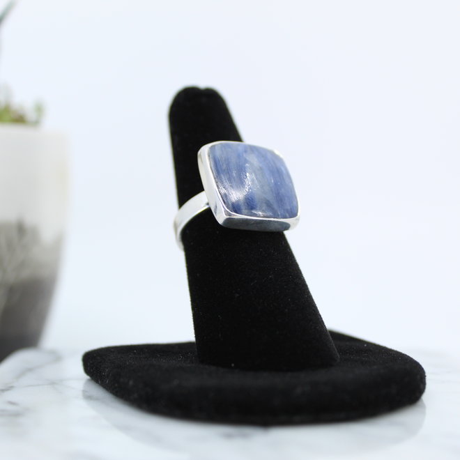 Blue Kyanite Ring-Adjustable Square-Sterling Silver