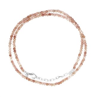Strawberry Quartz (Red Guava) Beaded Necklace - 16-18" Adjustable - Faceted Seed Sterling Silver Clasp