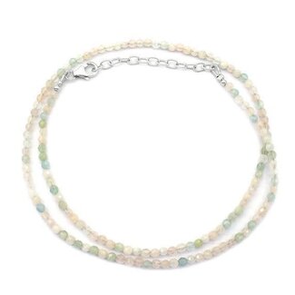 Mixed Morganite Beaded Necklace - 16-18" Adjustable Faceted Seed Sterling Silver Pink Blue Clear