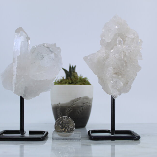 Clear (Crystal) Quartz Cluster on Pin Stand - Medium - Rough Raw Natural