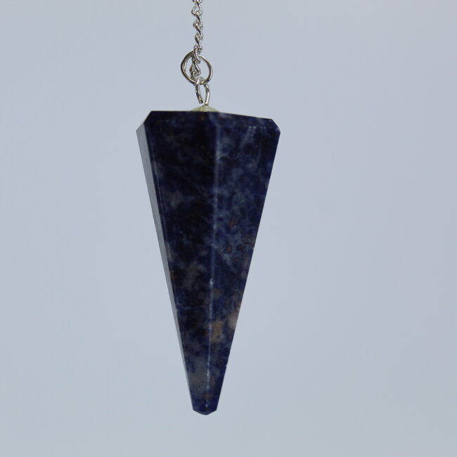 Sodalite Pendulums - Dowsing Hexagonal Faceted Point Divination - Silver Chain Crystal Gemstone