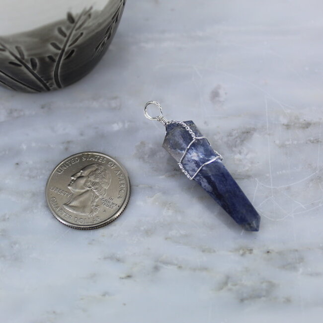 Sodalite Pendant-Wire Wrapped Point