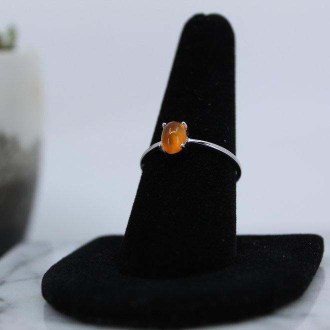 Carnelian Ring-Size 7 Simple Oval-Sterling Silver