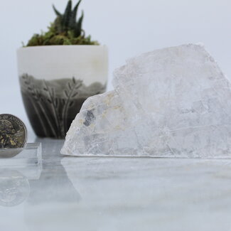Selenite (Satin Spar Gypsum) Slab Slice Flat - 2.5-4" Medium One Side Polished Translucent