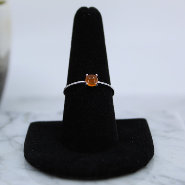 Carnelian Rings - Size 5 Simple Round Claw Prong Set - Sterling Silver