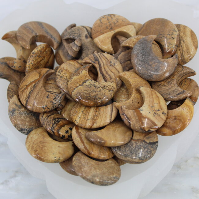 Arabic Miriam Jasper (Calligraphy Script Stone) Crescent Moons - Medium