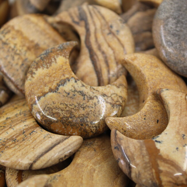 Arabic Miriam Jasper (Calligraphy Script Stone) Crescent Moons - Medium