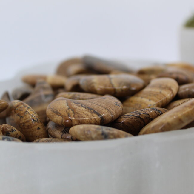 Arabic Miriam Jasper (Calligraphy Script Stone) Crescent Moons - Medium