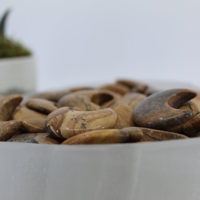 Arabic Miriam Jasper (Calligraphy Script Stone) Crescent Moons - Medium