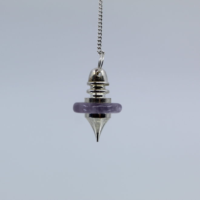 Amethyst Pendulum-Donut/Saucer Silver Chain