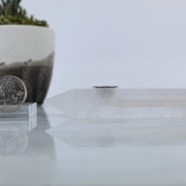 Clear (Crystal) Quartz Crystal Tabacco Pipe - Mesh Screen