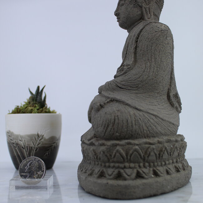 Buddha Meditating Gray Statue- 9"