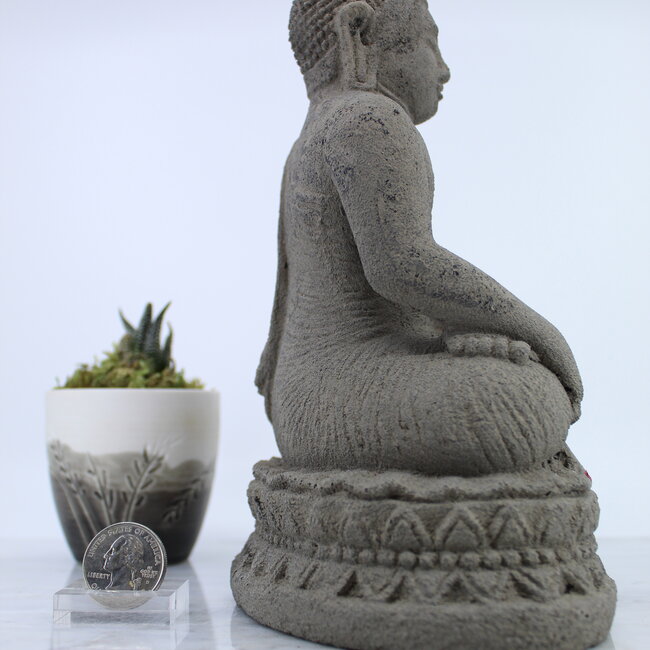 Buddha Meditating Gray Statue- 9"