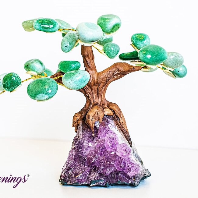 Green Aventurine Bonsai Tree on Amethyst - 5-6" Large