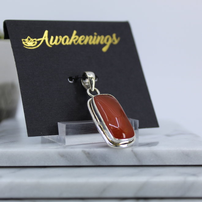 Carnelian Pendant-Rounded Rectangle Sterling Silver